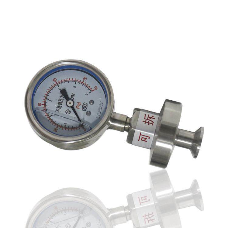 供卫生隔膜耐震压力表底座25.4MM快装式卡箍式YN60BF 6BAR/90PSI