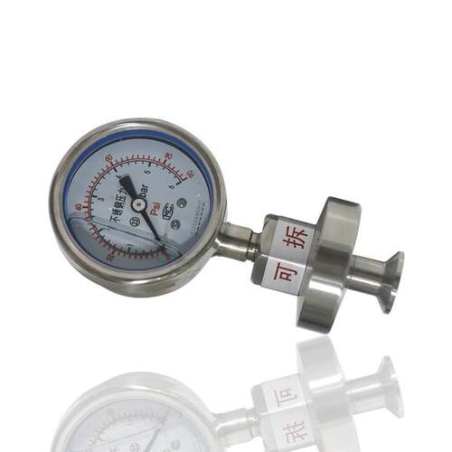 供卫生隔膜耐震压力表底座25.4MM快装式卡箍式YN60BF 6BAR/90PSI