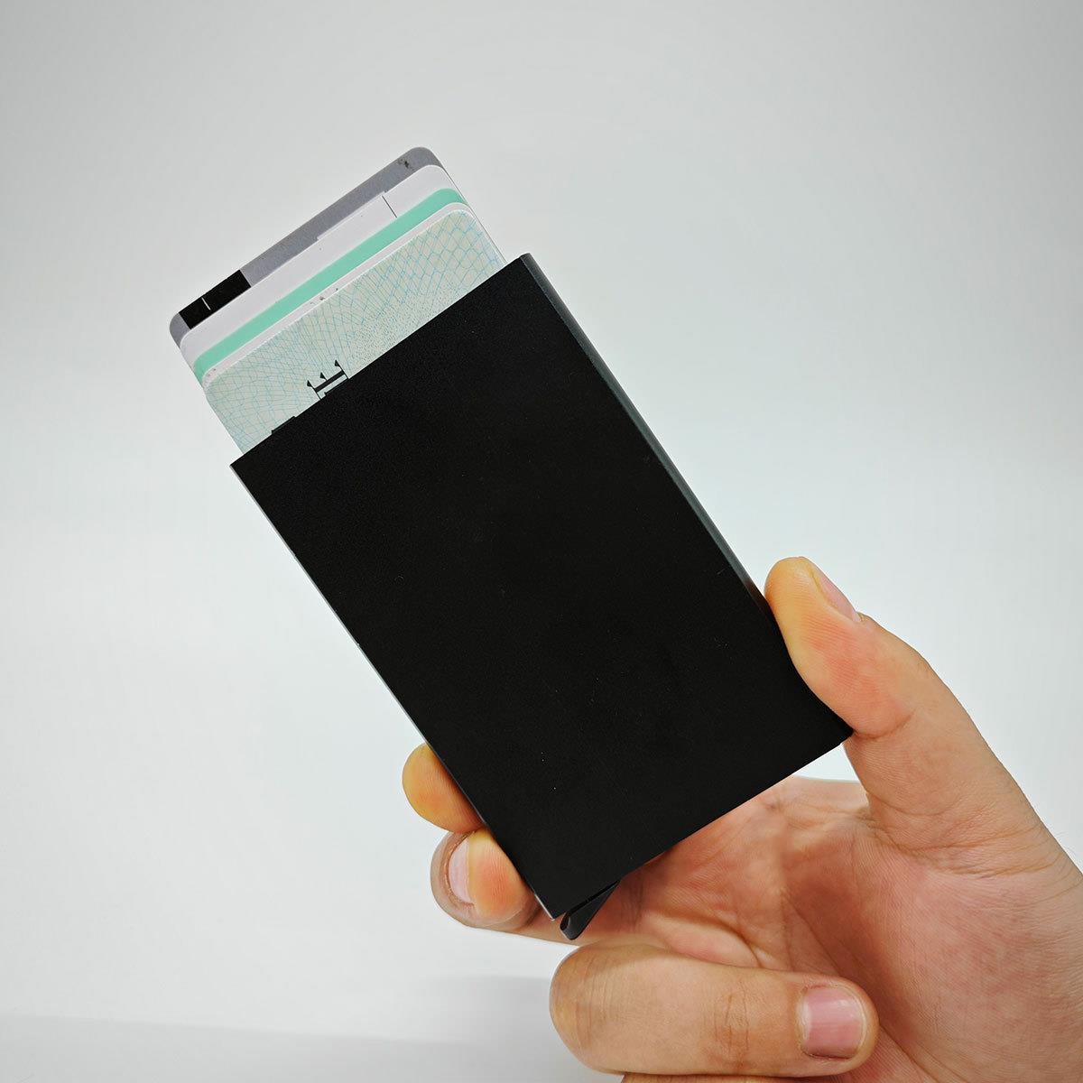 厂家手推名片盒铝合金 信用卡盒 名片盒 自动卡盒 防消磁RFID