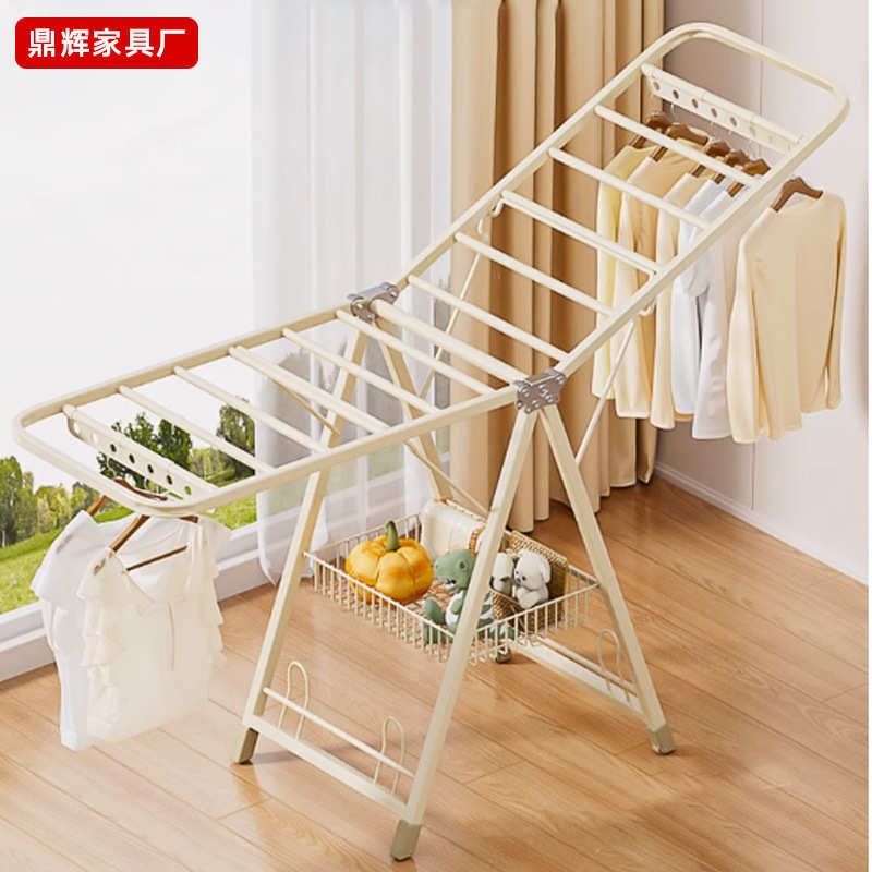 便携式折叠晾衣架落地家用晾衣杆架室内挂衣架批发阳台晒被子架子