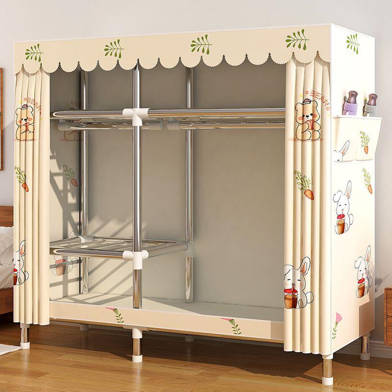 简装衣柜用卧室出租DCK家房用结组装实耐用钢宿舍加厚全架防尘布