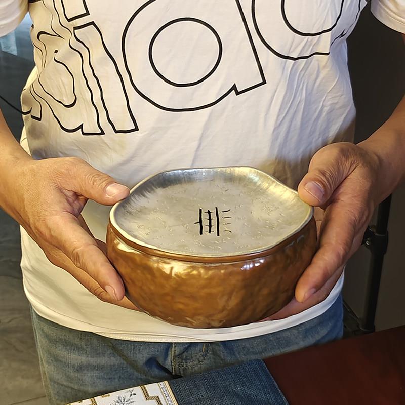 手工紫铜建水无字壶承干泡台废水茶缸洗笔水盂茶具配件家用茶洗