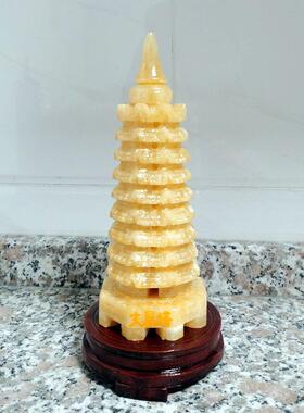 文昌塔摆件米黄玉石十三9九13层办公室男女孩初高中生书房工艺礼