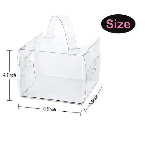 20Pcs 13X13X13cm Clear Cake Boxes with Handles & Cake