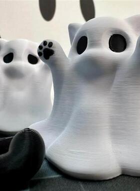 迷你小猫幽灵摆件3d打印社恐猫可爱桌面万圣节氛围感送女友小礼物