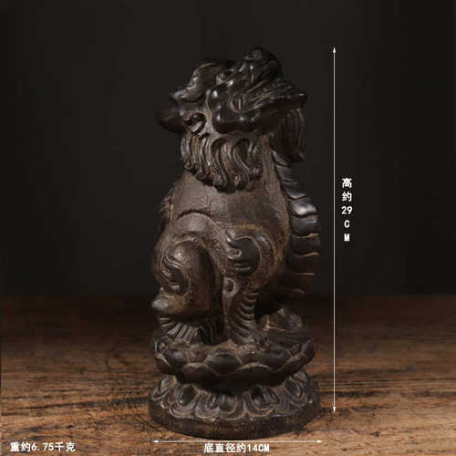 仿古石雕青石民俗怀旧莲花座朝天吼中式复古陈设文玩摆件摆饰收藏