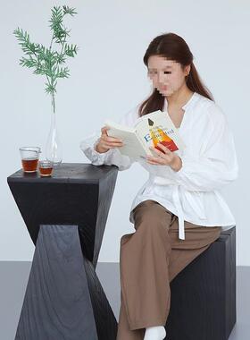 艺术摆件实木黑色茶几原木碳化J4C客厅树墩木墩家用木墩坐凳根雕