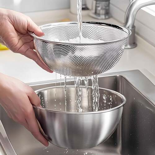 Stainless Steel Basin Water Drainage Basket Vegetable Washin
