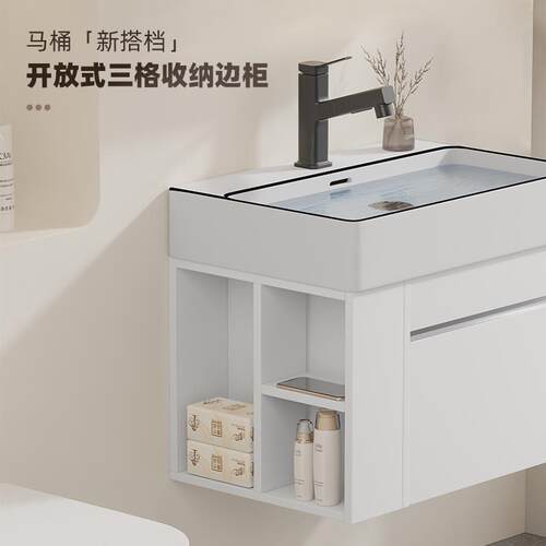 不F7689MH7锈钢浴室柜陶瓷一体纳盆侧盆边收台柜组合美妆洗漱台60