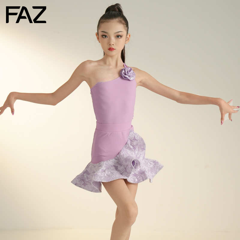 FAZ少儿拉丁舞蹈服套装网红新款拉丁舞练功服女童高级儿童表演服