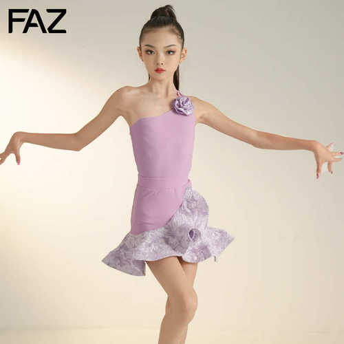 FAZ少儿拉丁舞蹈服套装网红新款拉丁舞练功服女童高级儿童表演服