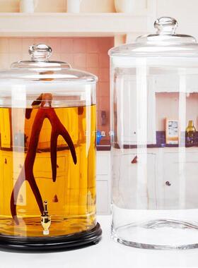 泡酒玻璃瓶家用40斤50斤带龙头防潮密封罐人参鹿茸鹿鞭泡酒坛大号
