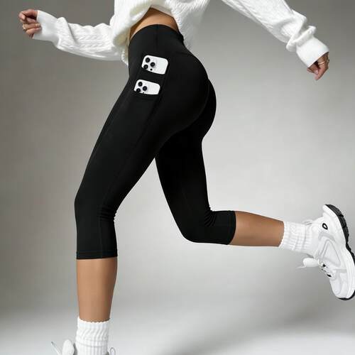 Yoga pants with double pockets, running and cycling,