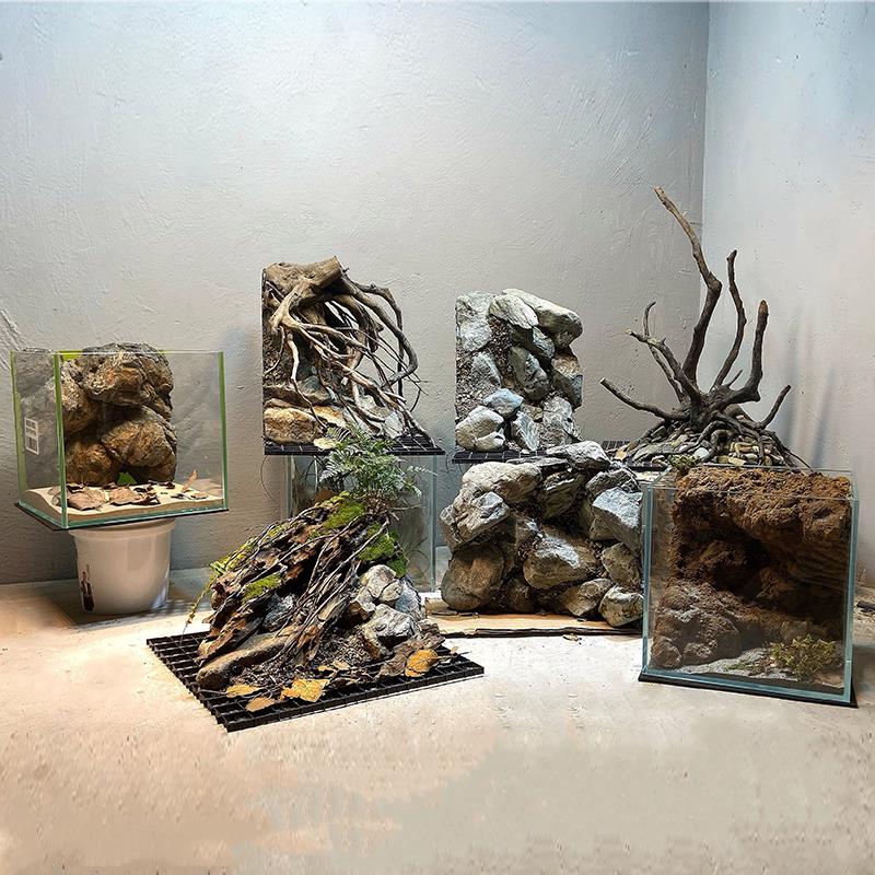 鱼缸造景一体骨架原生缸南美缸溪流缸三湖缸造景套餐定制水族箱图片