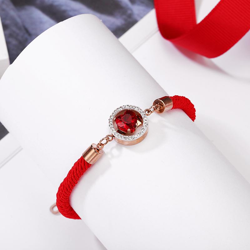 新款不掉色钛钢手链 双环镀玫瑰金钱袋女士手环 锁命年礼