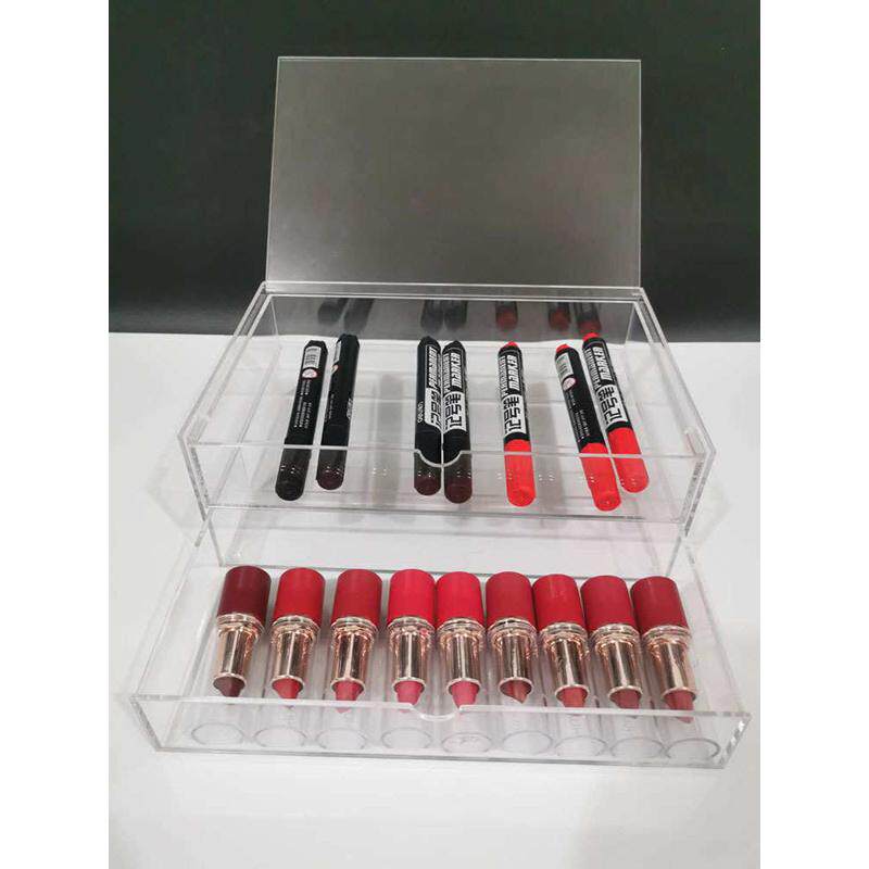 鹤成HECHENG亚克力收纳学生笔收纳可叠放亚克力掀盖二层式抽屉/大