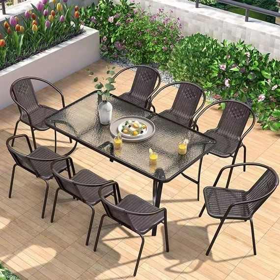 户外桌椅带伞组合室外庭院套件休闲喝茶阳台露台花园折叠