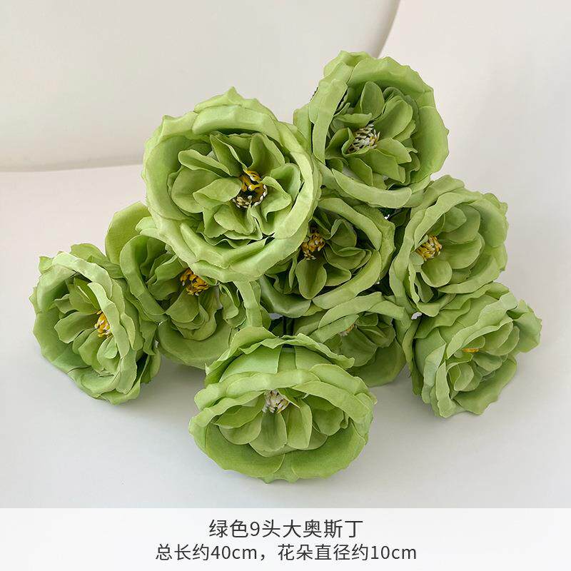 9头奥斯汀玫瑰把束仿真花假花客厅餐桌装饰品摆件婚庆绢花插花材