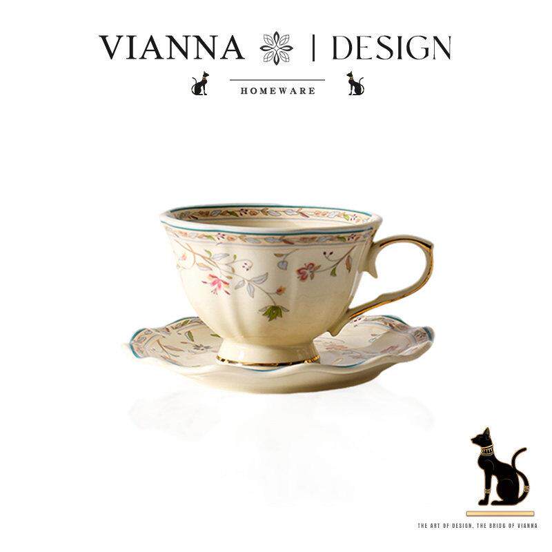 VIANNA丨花韵·IRKO高档精致田园风陶瓷咖啡杯套装家用下午茶杯碟