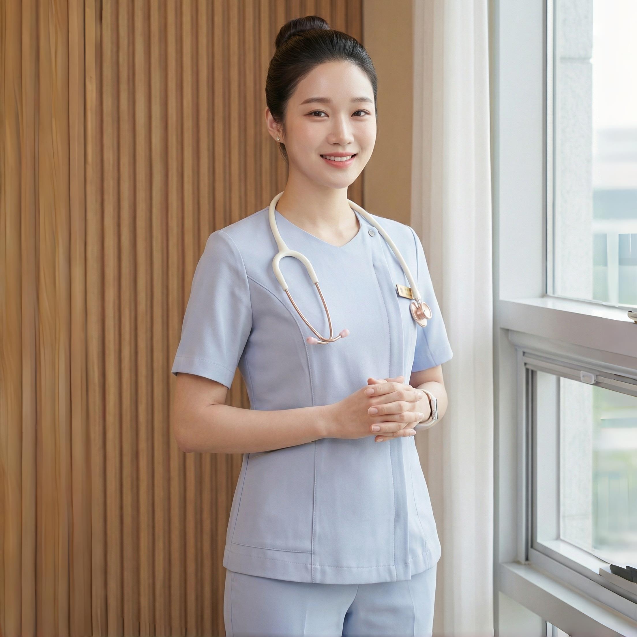 美容院工作服女美容师套装洗手衣弹力女口腔护士速干手术室刷手衣