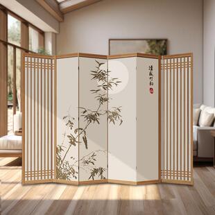 中式屏风隔断客厅办公包间中医茶室格栅折叠移动日式覆古彷木屏风