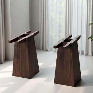 北美黑胡桃木几何桌腿实木大板脚架餐桌支架书桌岩板圆桌脚承重强