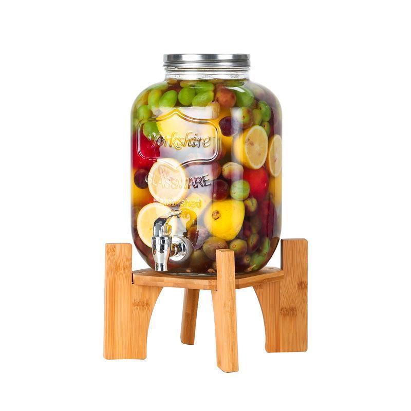 泡酒玻璃瓶自酿果汁罐带架子4L泡酒瓶带龙头家用8斤密封酒桶坛子