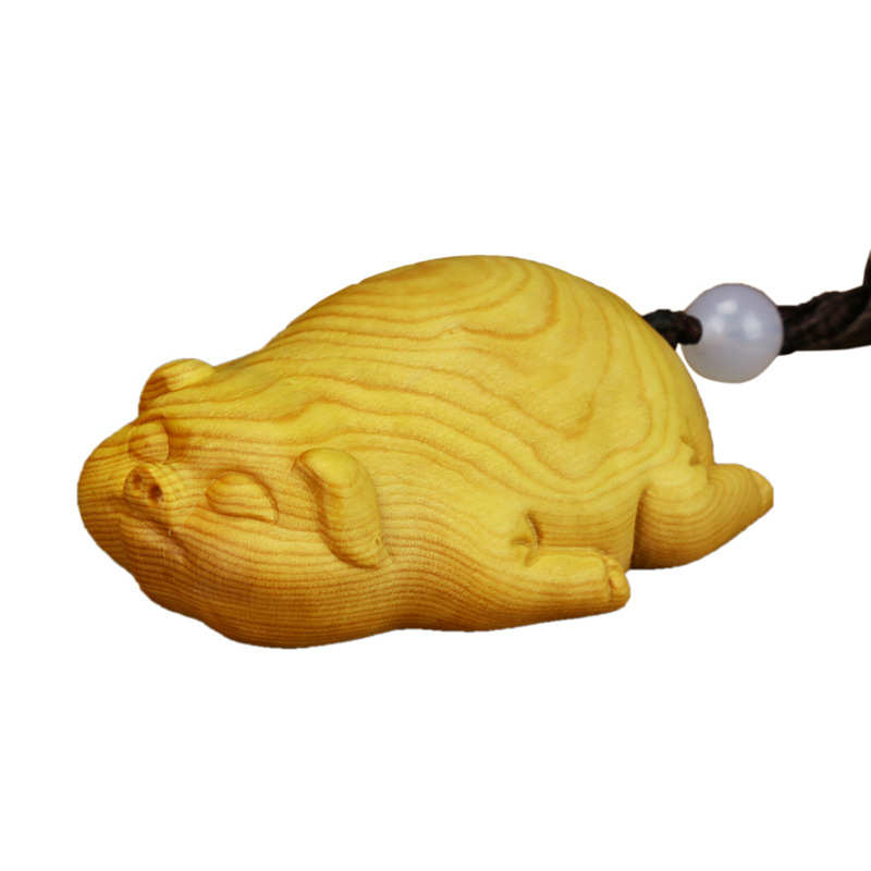 猪手把雕刻黄杨木文玩车内创意家居件福饰品挂件工艺礼品摆件木雕