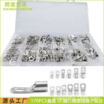 货源 170pcs盒装窥口接线端子 铜接线鼻子SC组合套装4mm-25mm