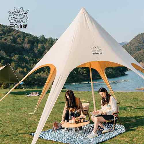 三只小驴超大户外莲花天幕帐篷露营野营加厚防雨防晒遮阳棚大凉棚