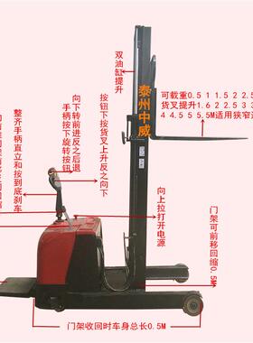 电动前移式堆高机2吨前移式堆垛车配重式堆高叉车全自动叉车