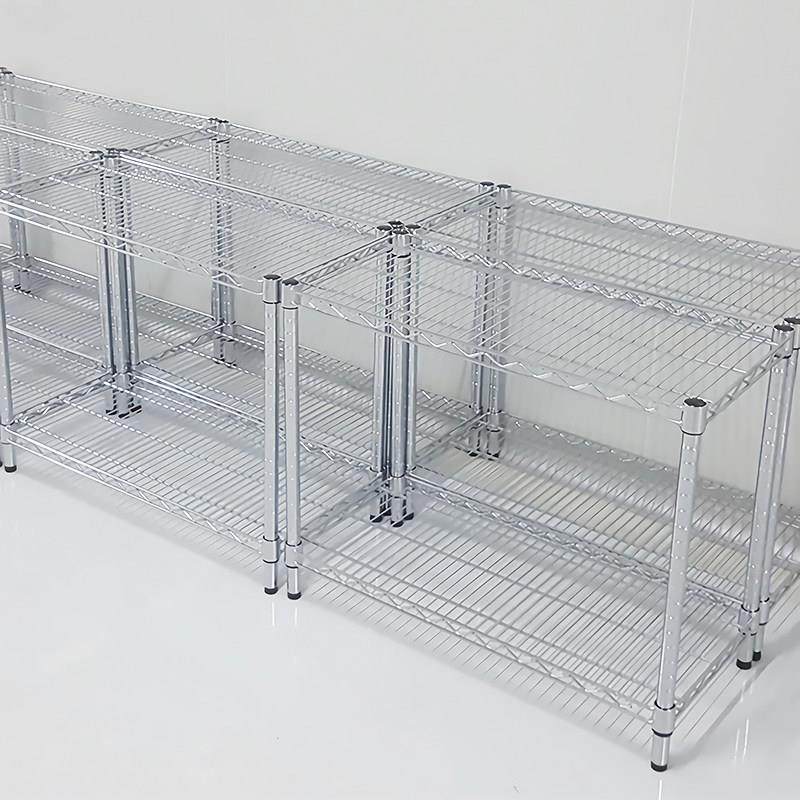 2层镀铬碳钢货架带轮子可移动周转物料架桌边储物架子线网置物架,商业/办公家具,仓储货架,淘宝优惠券,粉丝福利购,淘宝优惠卷