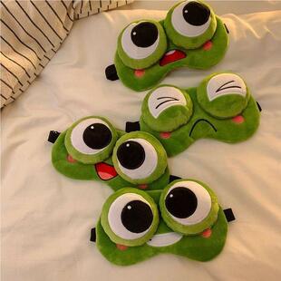 青睡蛙卡眼罩夏季男女通冰袋眠可爱见描述光缓解疲遮劳儿童搞怪睡