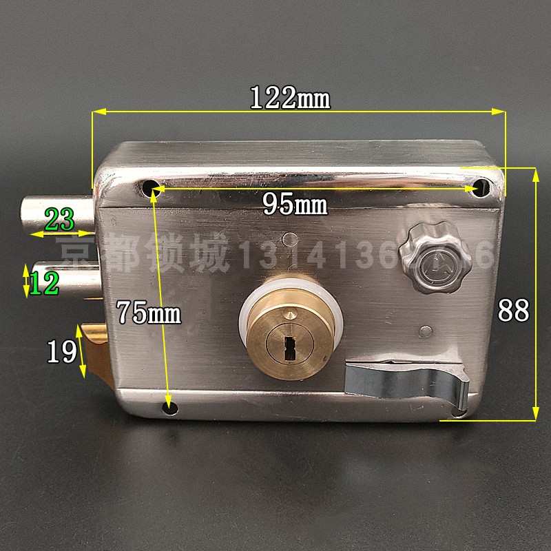 替换老式LIAN利安公检储藏室铁门 家用双锁舌防盗门锁孔距95*75mm