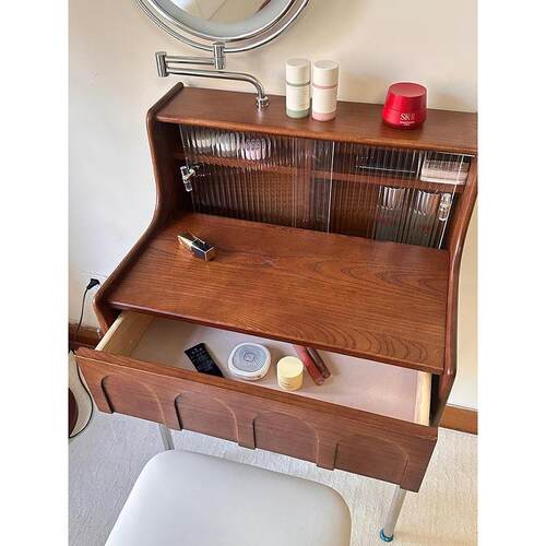 WXQL657-迷WX法Q657实木L梳妆台小型你新款带镜式复古卧室化妆桌