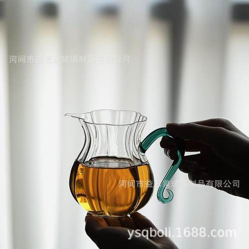 日式公道杯耐热玻璃透明带把手分茶器匀杯家用泡茶杯茶海功夫茶具