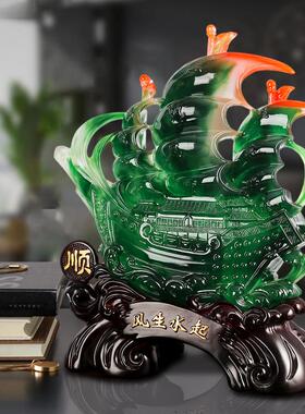风生水起帆船摆 件客厅电视柜家居饰艺品 办公室工品业公司风生水