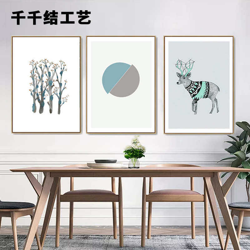 北欧抽象装饰品 酒店沙发背景创意艺术油画 实木玄关挂画装饰画框