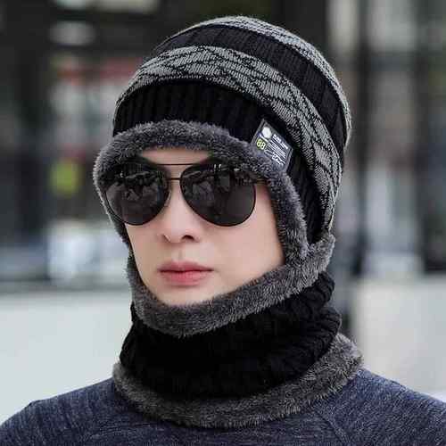 帽子男士秋冬季加绒加厚保暖冬天骑车防寒防风护脖百搭针织毛线帽