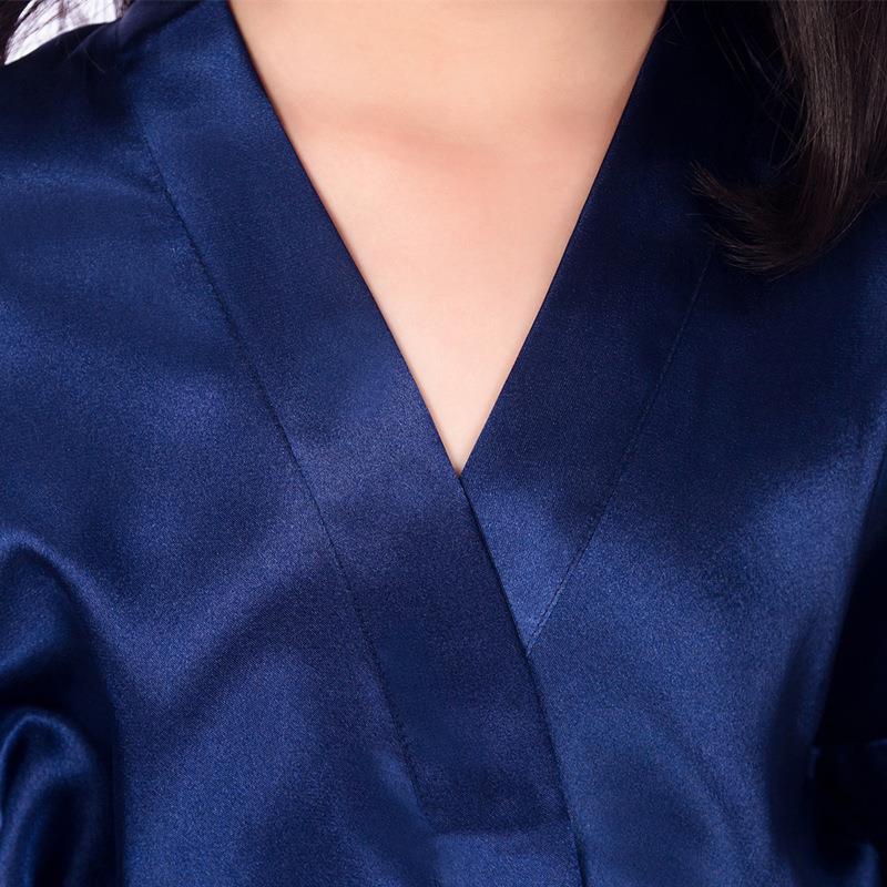 新款直销夏季居家休闲睡袍薄款少女V领中长款开衫浴袍短袖柔软