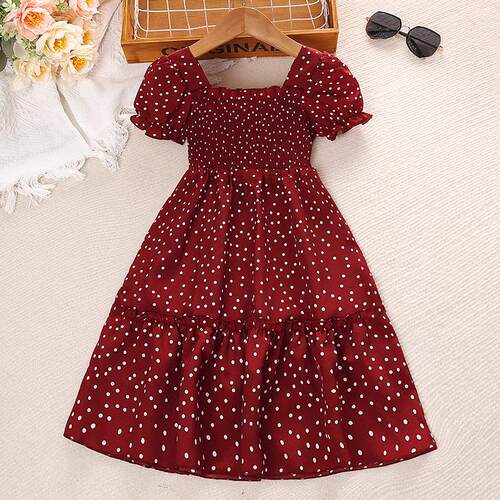 Girl Polka Dot Print Dress Casual Summer Kids Clothes Daily