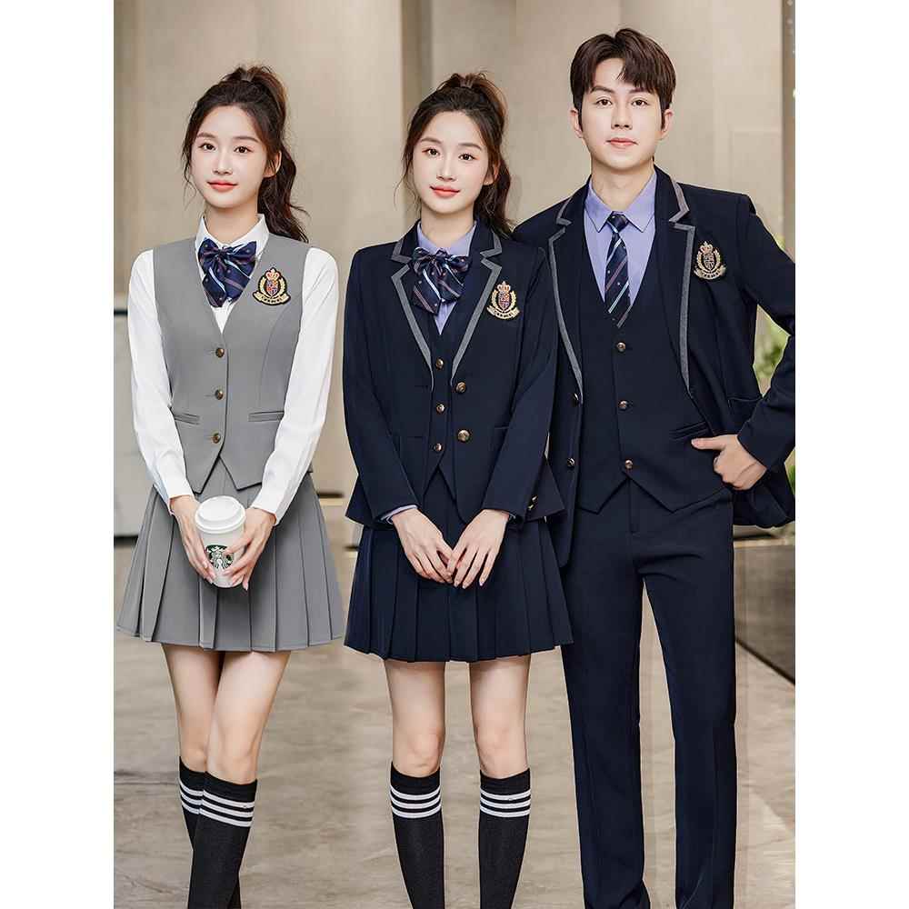 西服套装男女韩版学生套装马甲学院风JK制服秋冬职业气质幼师工服