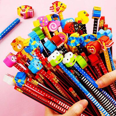 20Pcs 19CM Cute Cartoon with Eraser Pencil Kids Birthday Par