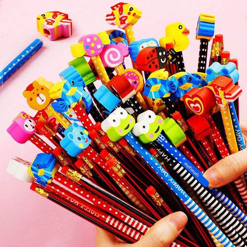 20Pcs 19CM Cute Cartoon with Eraser Pencil Kids Birthday Par