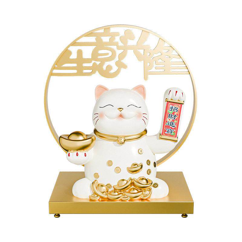 贝汉美新中式电动摇手招财猫前台摆件软装家居玄关客厅桌面装饰品
