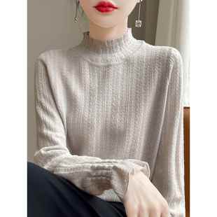 女木耳边高领长袖 蕾丝打底衫 上衣1219e 温柔设计感甜美薄款 法式