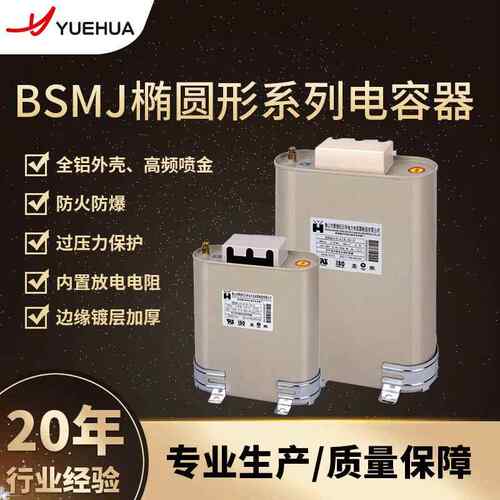 Capacitor越华BSMJ椭圆形电容器无功补偿滤波自愈式低压并联电容