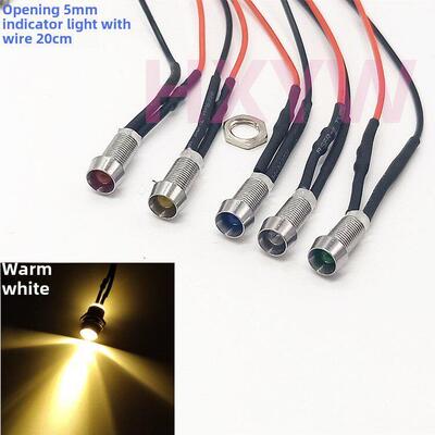 开孔5MM微型指示灯面板信号灯LED带线3V5V6V12V24V110V220V电源灯
