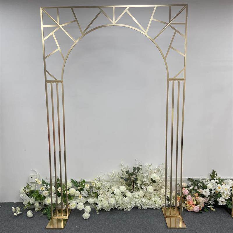 婚庆新款铁艺异形多杠拱门屏风背景架 婚礼舞台道具装饰镀金架子