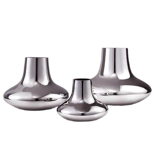 现代简约电镀银色花器轻奢玻璃花瓶餐桌茶几插花样板间客厅摆件